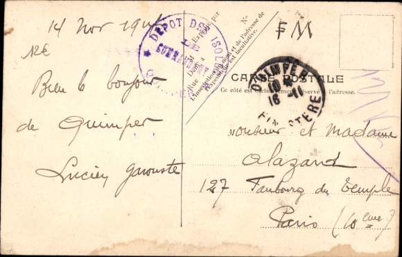 KP Quimper Finistère, La Place Laennec, Musée, Hôtel de Ville, pejzaż miejski, tłum