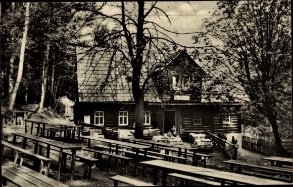 Postcard Waschleithe Grünhain Beierfeld in the Erzgebirge, Köhlerhütte Fürstenbrunn