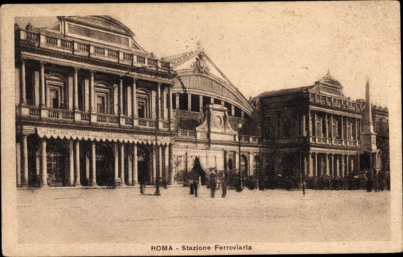 Postcard Rome Rom Lazio, Railway Station