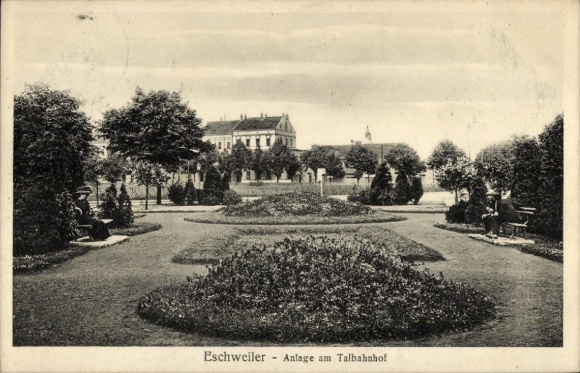 Postcard Eschweiler in North Rhine Westphalia, facility at the valley station