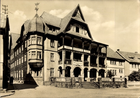 Ak Georgenthal in Thüringen, Hotel Deutscher Hof, Penson, schöne Architektur, sonniger Himmel