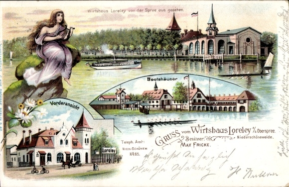 Chromo-Litho Berlin Treptow Niederschöneweide, Loreley Inn, Boathouses, Spree