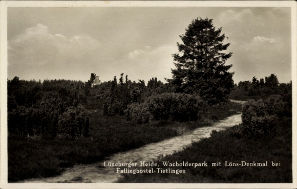 Ak Lüneburger Heide, Wacholderpark, Löns-Denkmal, Fallingbostel,Tietlingen