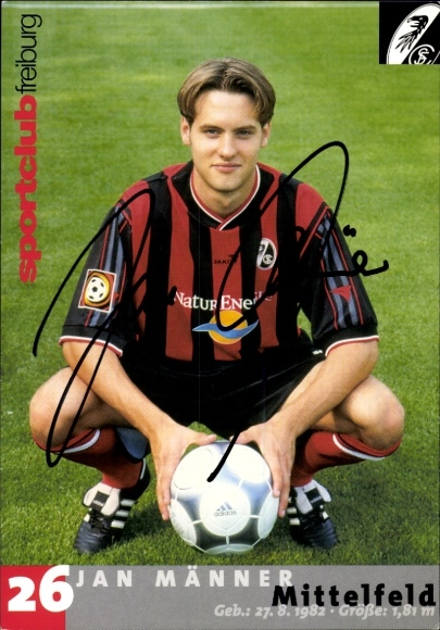 Autogrammkarte Fußballer Jan Männer, SC Freiburg, Autogramm