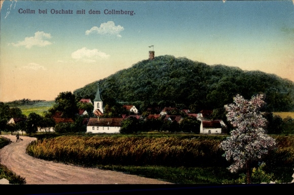 Ak Oschatz in Sachsen, Collm bei  Collmberg, Kirche, Häuser, Landschaft