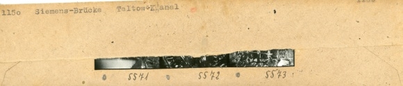 Contact print photos Berlin Steglitz, Siemens Bridge, Teltow Canal, destroyed, 3 photos approx. 4x2 cm