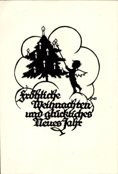 Paper cutting artist Postcard Schwindt, AM, Congratulations Christmas and New Year
