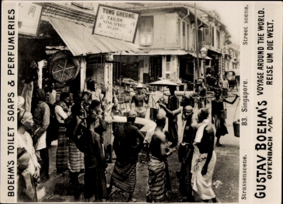 Photo Singapore, street scene, advertising Boehm's Toilet Soap