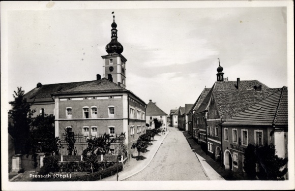 Ak Presath Oberpfalz, Straßenpartie, Kirchturm, Gebäude