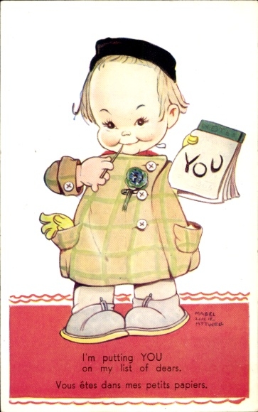 Künstler Ak Attwell, Mabel Lucy, Kind, I'm putting You on my list of dears