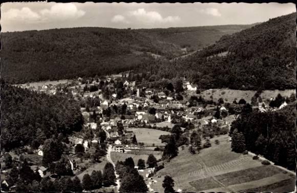 Postcard Bad Herrenalb in the Black Forest, general view with campsite