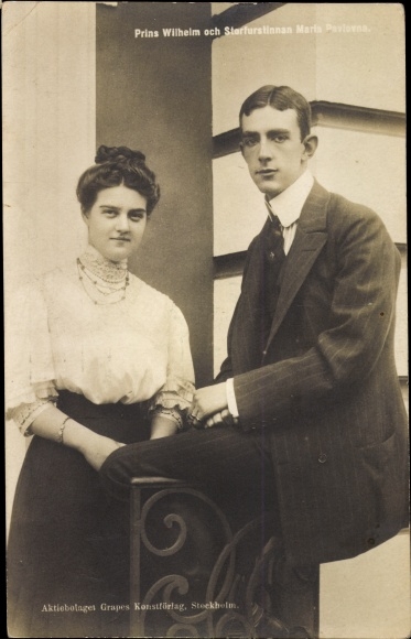 Postcard Prince Wilhelm and Princess Maria of Sweden, Marija Pavlovna Romanowa