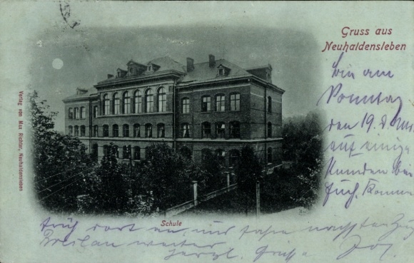 Moonlight Postcard Neuhaldensleben Haldensleben Börde, school
