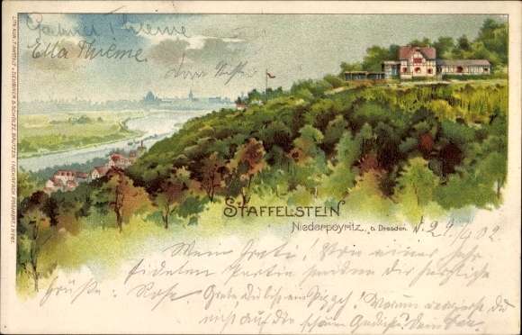 Chromo-Litho Dresden Northeast Niederpoyritz, view of the Staffelstein