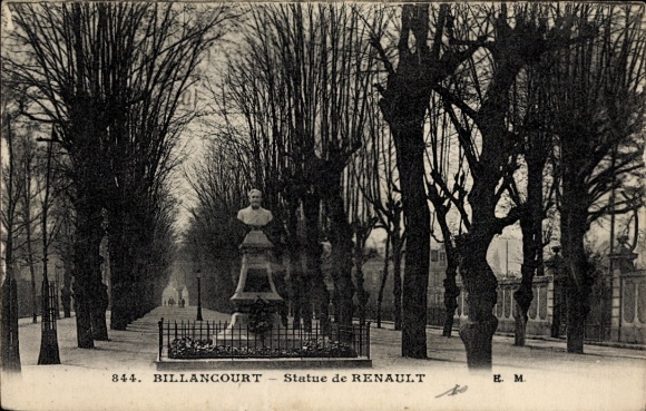 Postcard Billancourt Hauts de Seine, Statue de Renault
