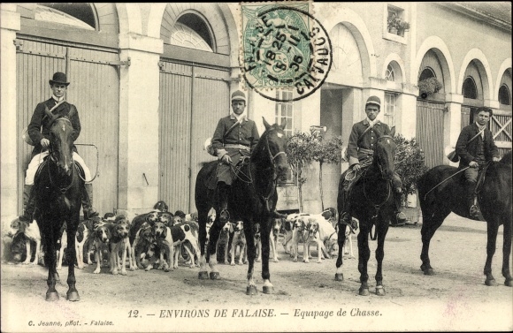 Postcard Falaise Calvados, Equipage de Chasse