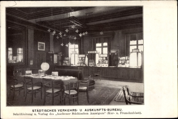 Postcard Mönchengladbach am Niederrhein, municipal transport and information office, interior view