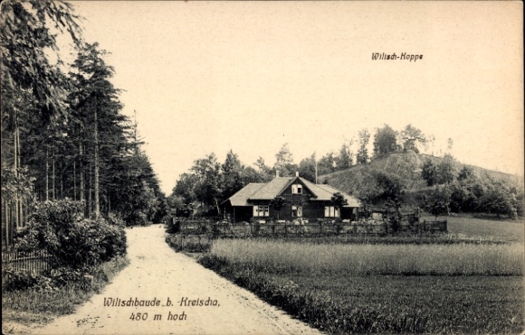 Postcard Wilisch Kreischa near Dresden, Wilischbaude, Wilisch-Koppe