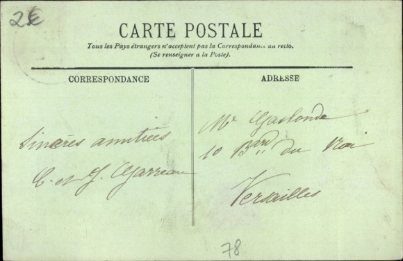PC Versailles Yvelines, Hôtel de Ville, Avenue Thiers, trees, postmark, French stamp