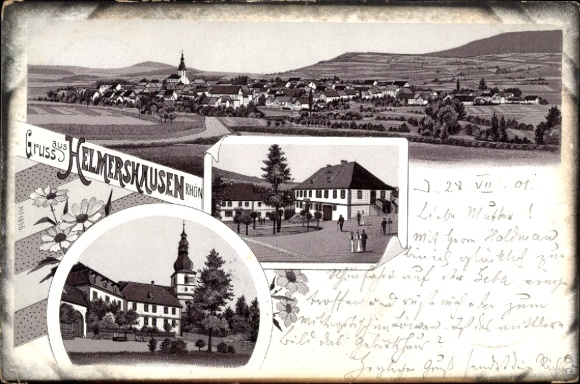 lito Helmershausen Bauerbach Rhönblick, miasto, zajazd, kościół, widok całkowity