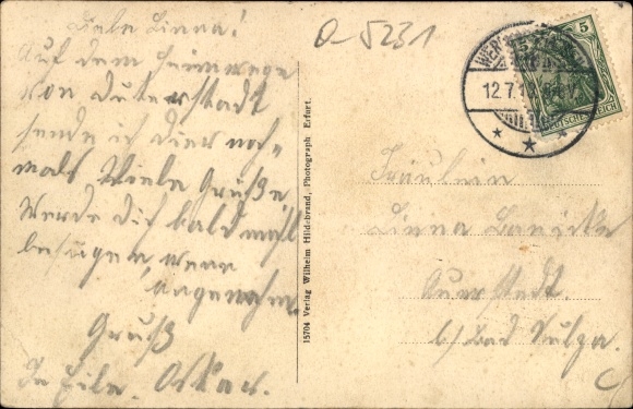 Postcard Werningshausen in Thuringia, general view, post office, community inn