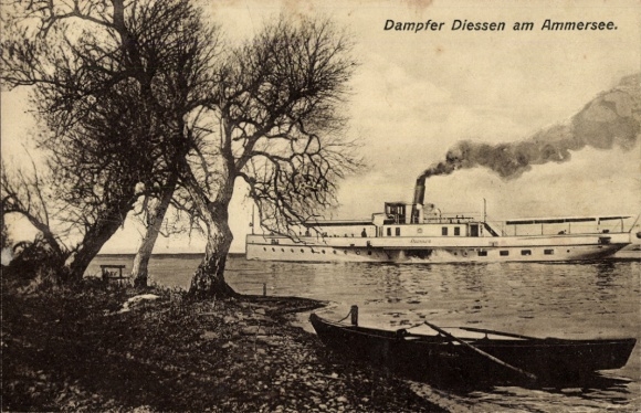 Postcard Dießen am Ammersee Upper Bavaria, steamer