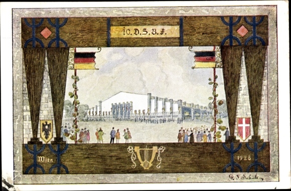 Artist Postcard Vienna, 10th German Singers' Festival 1928, Singers' Hall