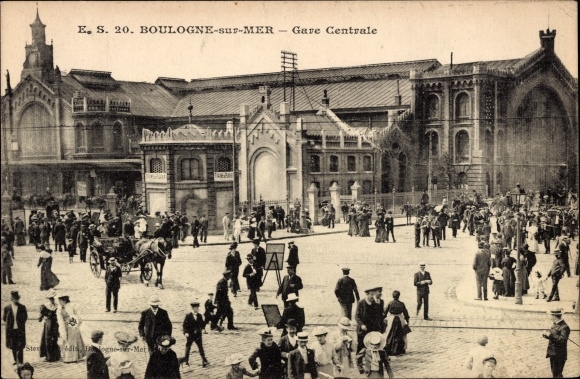 Postcard Boulogne sur Mer Pas de Calais, Central Station