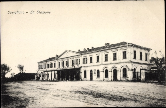 Postcard Savigliano Piemont, Bahnhof