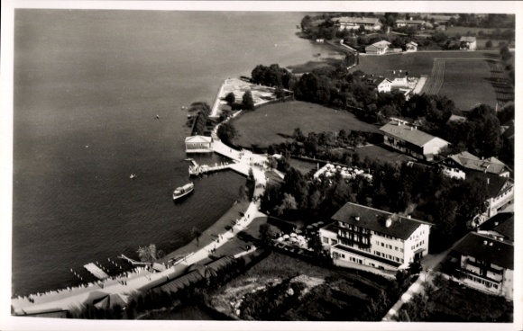 Postcard Bad Wiessee in Upper Bavaria, aerial photograph, Hotel Seegarten