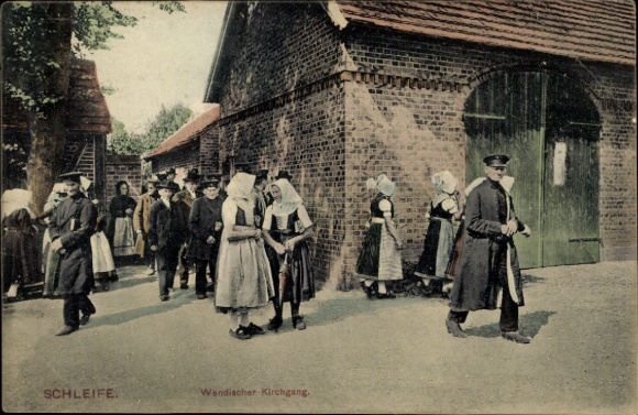 Postcard Schleife Saxony, Wendish church service