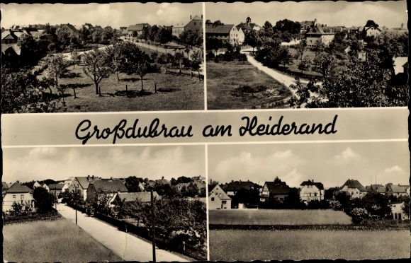 Ansichtkaart Großdubrau in Saksen, gedeeltelijke aanzichten