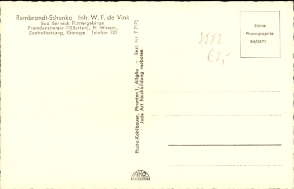 Postcard Bad Berneck in the Fichtelgebirge Bavaria, staircase, seating, table with flowers, tile
