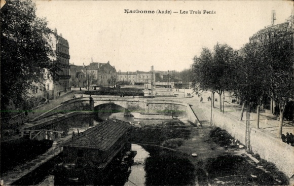 KP Narbonne Aude, Les Trois Pents, most, woda, budynek