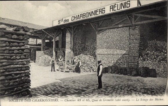 Ansichtkaart Paris XV Vaugirard, Société des Charbonniers, bouwplaatsen 43 en 45, Quai de Grenelle