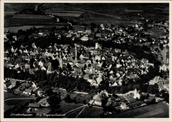 Postcard Schrobenhausen in Upper Bavaria, aerial photograph