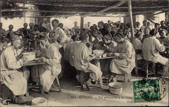 Postcard Algerien, A refectory at the Barracks