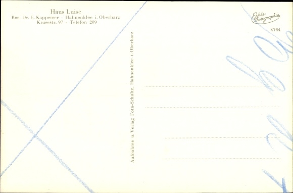 Postcard Hahnenklee Bockswiese Goslar, Haus Luise, owned by Dr. E. Kappesser, Krusestrasse 97