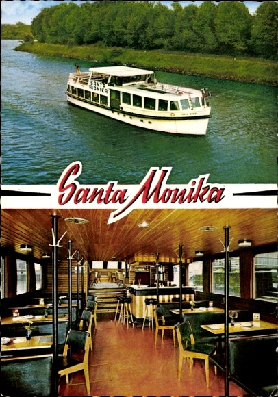 Postcard Santa Monika passenger yachts in the West German canal area, Hamm, Dortmund, Herne