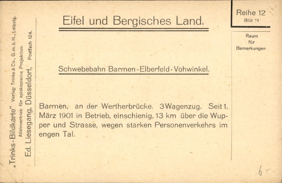Postcard Barmen Wuppertal, suspension railway at the Werther Bridge with 3 carriage train