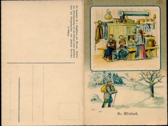 Klapp Lied Ak Günther, Anton, Erzgebirgische Mundart Nr. 9, Da Uf'nbank