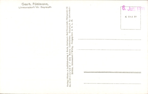Postcard Limmersdorf Thurnau in Upper Franconia, Gasthaus Pöhlmann, aerial photograph
