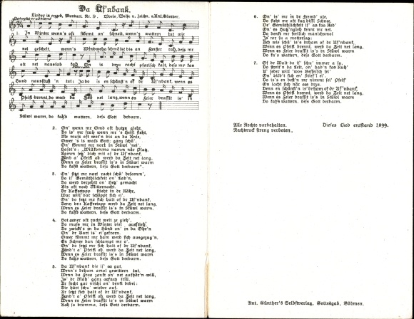 Clap song Postcard Anton Günther, Da Uf&#39;nbank, dialect No. 9