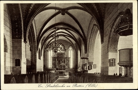 Postcard city of Prettin on the Elbe Annaburg, Ev. City Church, interior view