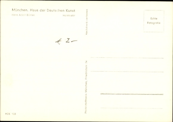 Artist Postcard Bühler, Hans Adolf, Homecoming, HDK No. 108