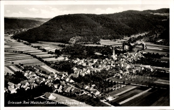 Ak Grießen im Klettgau Baden, Fliegeraufnahme