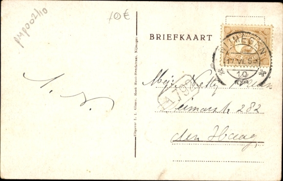 Postcard Nijmegen-Gelderland, road from Berk to Berg