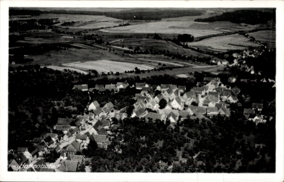 Postcard Hattenhofen in Württemberg, aerial photograph