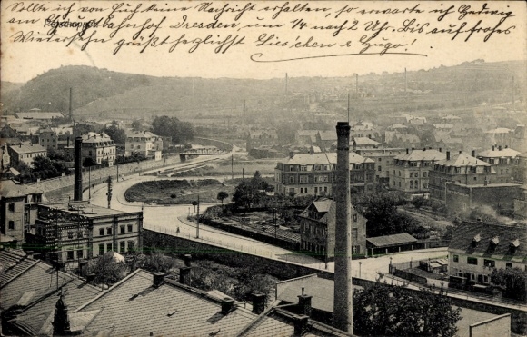 Postcard Potschappel Freital Saxony, general view, factory
