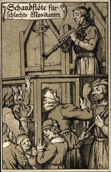 Artists Postcard Jodolfi, shame flute for bad musicians